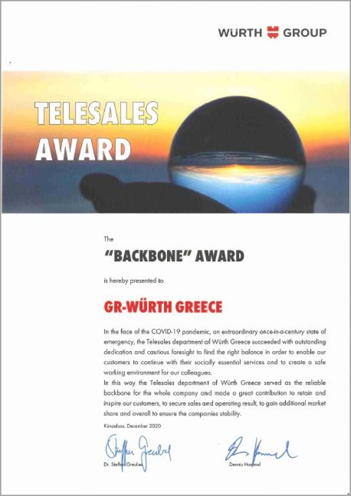 telesales award